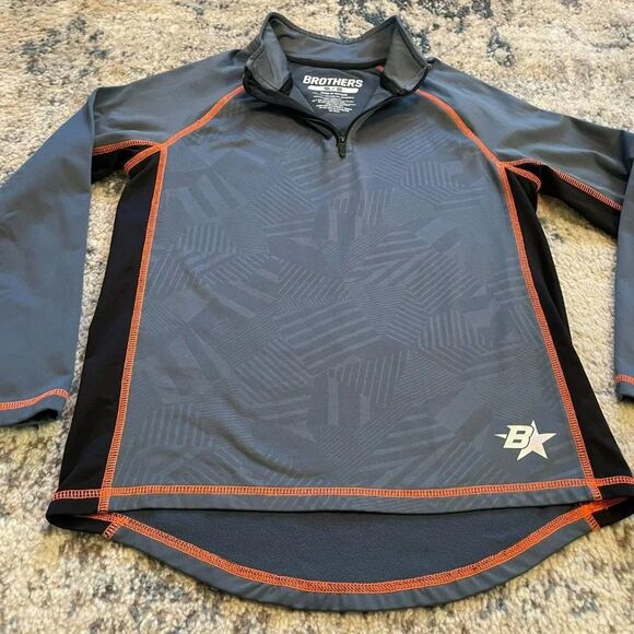 Brothers | Warm Gear Gray Black Orange 1/4 Zip Pullover Youth Small 8 Athletic - Picture 2 of 9